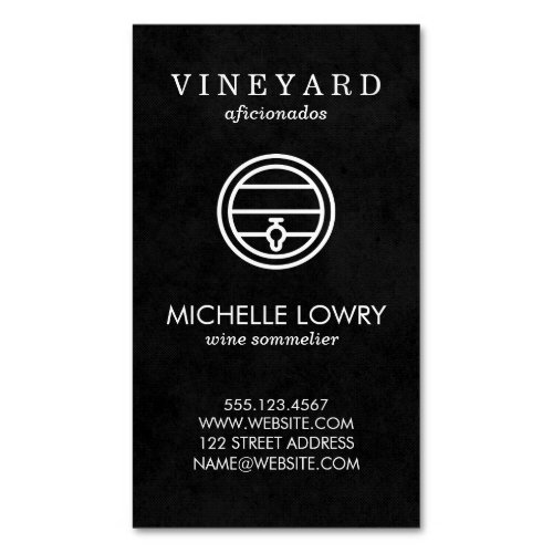 Vineyard Wine Lux Black  Wine Tasting Business Card Magnet