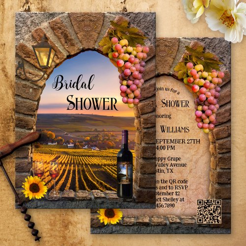 Vineyard Wine QR Code Bridal Shower Invitation