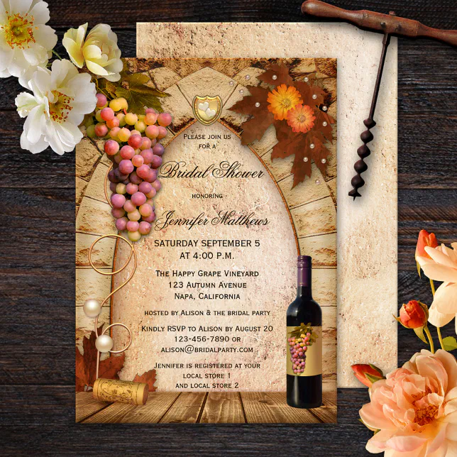 Vineyard Wine Theme Bridal Shower Invitation Zazzle