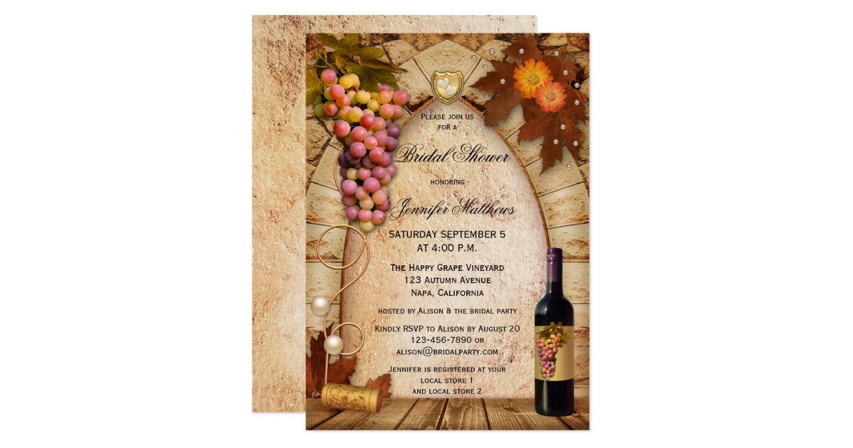Wine Bridal Shower Invitations Announcements Zazzle Vineyard Wine Theme Bridal Shower Invitation