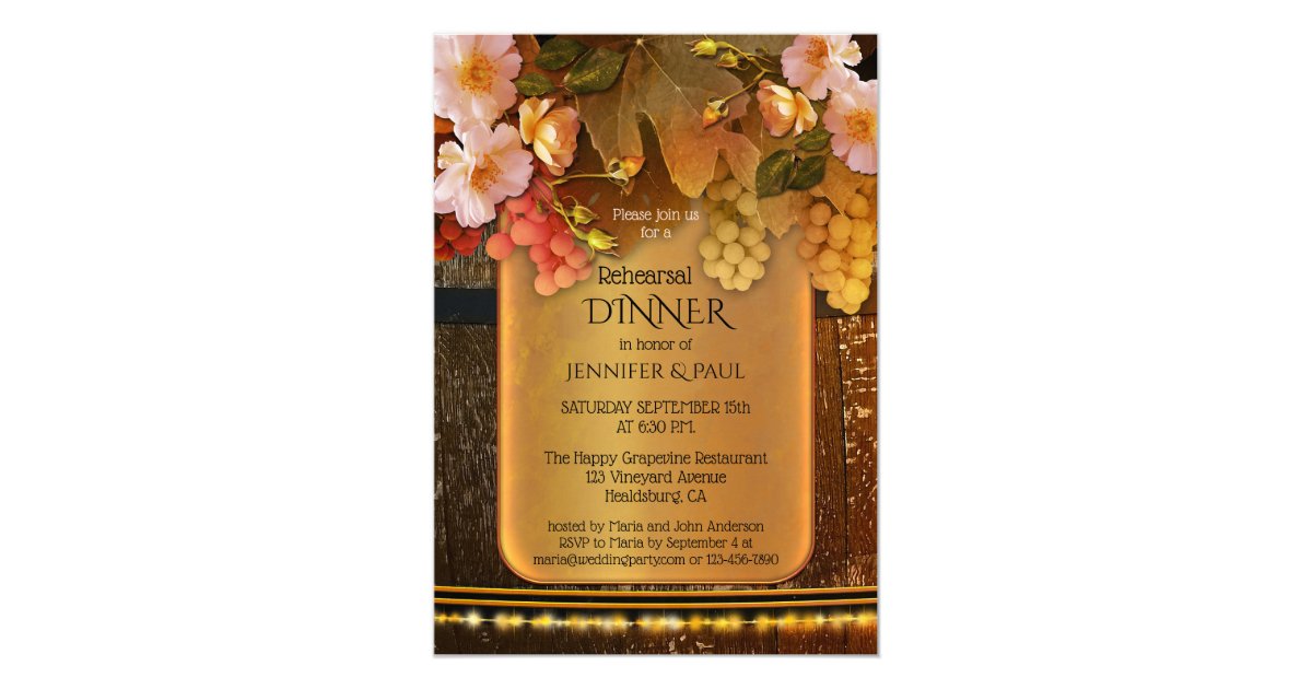 Vineyard Wine Theme Rehearsal Dinner Invitation | Zazzle.com