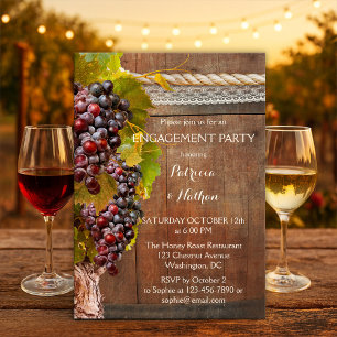 Vineyard Wine Themed Engagement Invitation