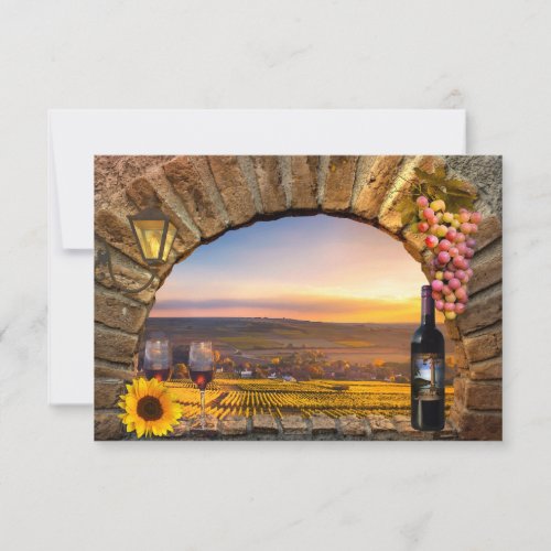 Vineyard Wine Themed Wedding RSVP Card