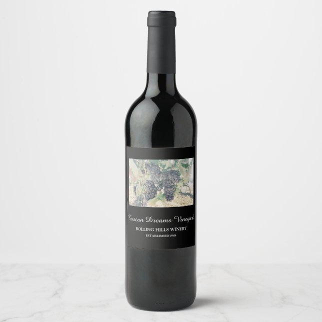 *~* Vineyard Winery Grape Cluster AR21 Wine Cellar Wine Label (Front)
