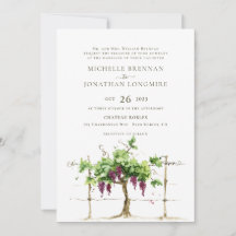 Vineyard Winery Grapevine Wedding Invitation
