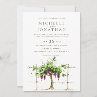 Vineyard Winery Grapevine Wedding Invitation