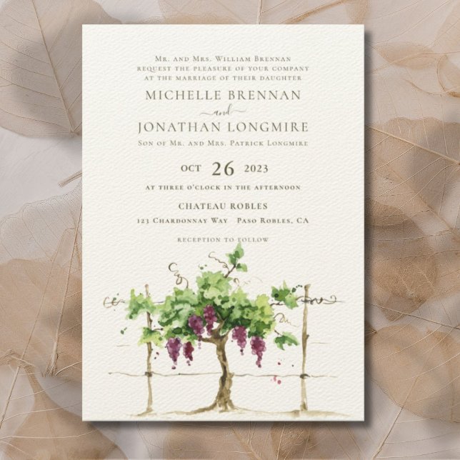 Vineyard Winery Grapevine Wedding Invitation (Creator Uploaded)