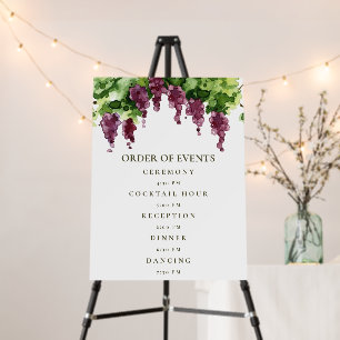 Vineyard Winery Grapevine Wedding Order of Events  Foam Board