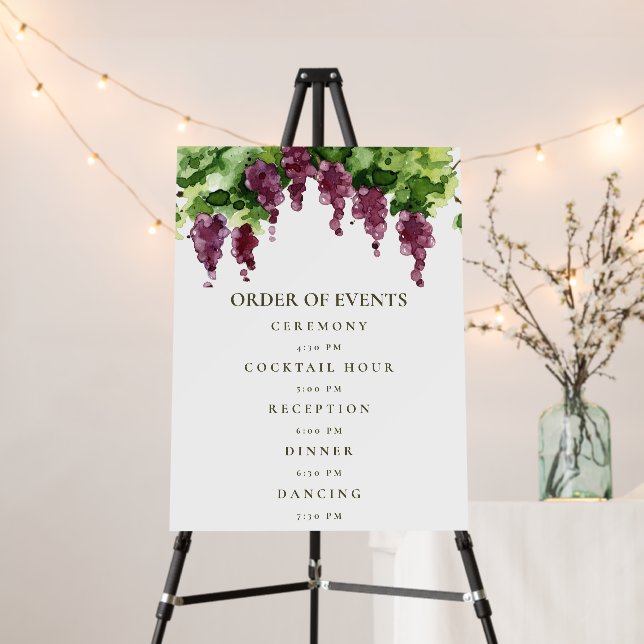 Vineyard Winery Grapevine Wedding Order of Events  Foam Board (In Situ (Stand))