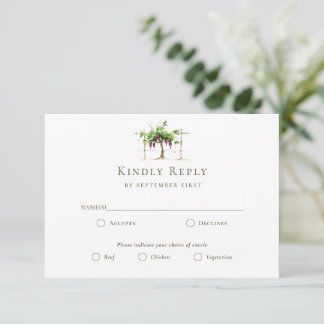 Vineyard Winery Grapevine Wedding RSVP Card