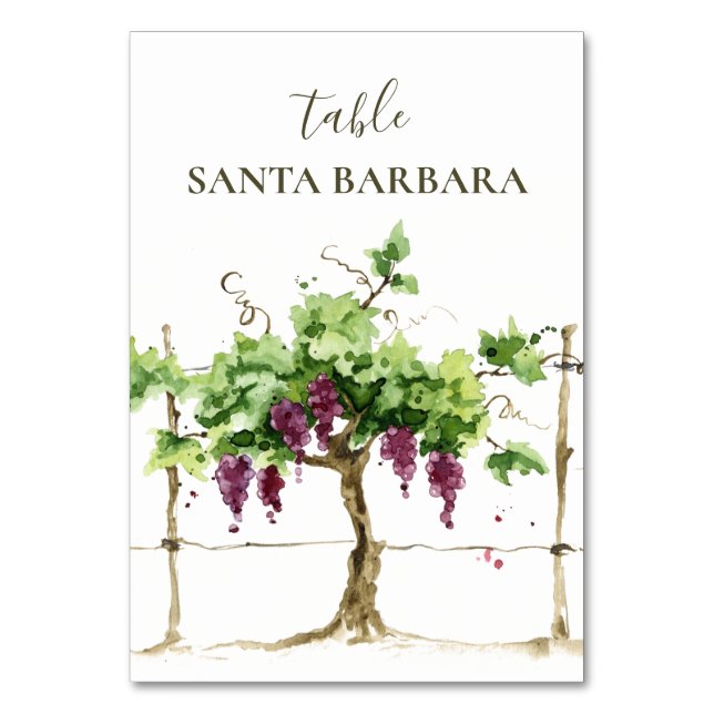 Vineyard Winery Grapevine Wedding Table Names Number (Front)