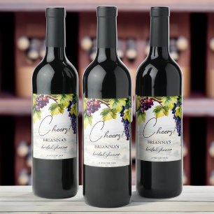 Vineyard winery summer bridal shower printed wine label