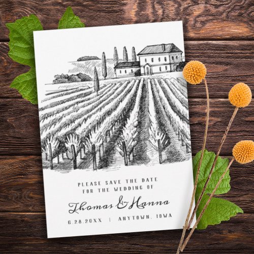 Vineyard Winery Theme Wedding Save The Date