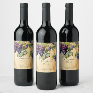 Vineyard Winery Wedding Grapevines Wine Label