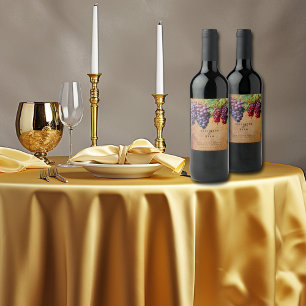 Vineyard Winery Wedding Purple Red Grapes Wine Label