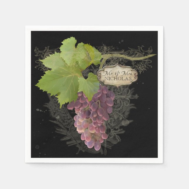 Vineyard Winery Weddings Personalized Reception Paper Napkins (Front)