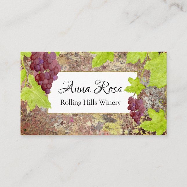 *~* Vineyard Winery Wine Cellar Wine Grape Bunch Business Card (Front)