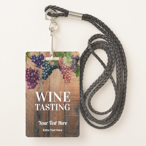 Vineyard Wood  Grapes Wine Tasting Tour Logo Badge