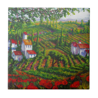 Vineyards and Poppies Tile