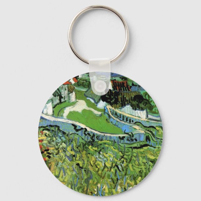 Vineyards with View of Auvers by Vincent van Gogh Keychain (Front)