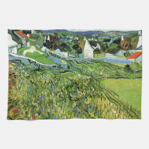 Vineyards with View of Auvers by Vincent van Gogh Kitchen Towel