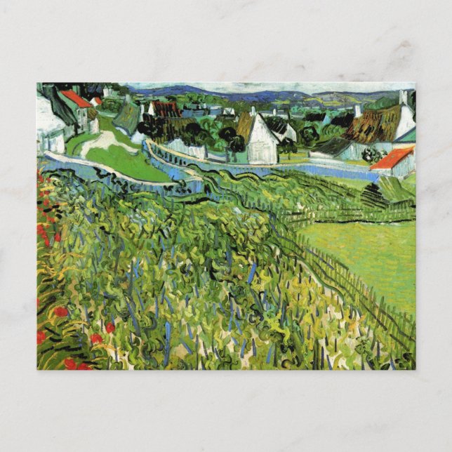 Vineyards with View of Auvers by Vincent van Gogh Postcard (Front)