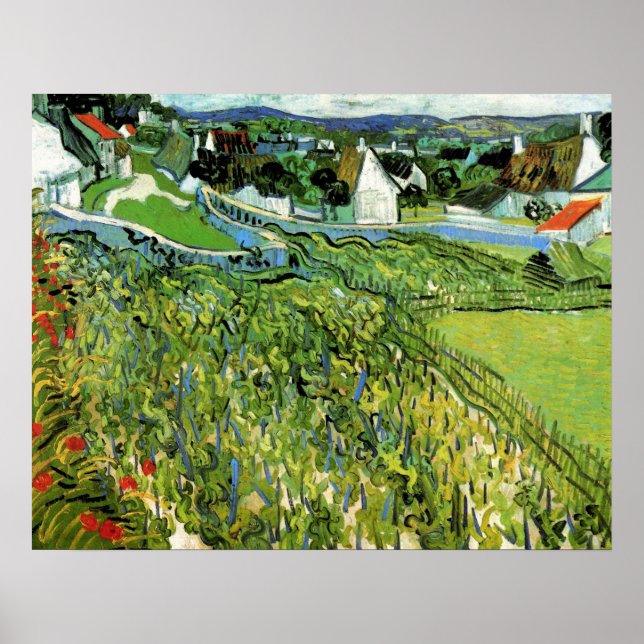 Vineyards with View of Auvers by Vincent van Gogh Poster (Front)