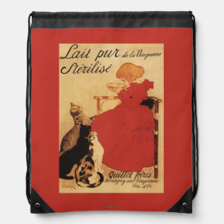 Vingeanne Milk Girl with Cats Drawstring Bag