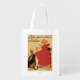 Vingeanne Milk Girl with Cats Reusable Grocery Bag