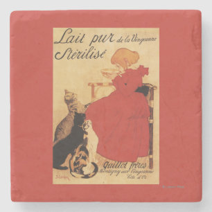 Vingeanne Milk Girl with Cats Stone Coaster