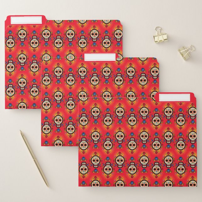 Vingtage Rock Skull Rose Floral File Folder (Set)