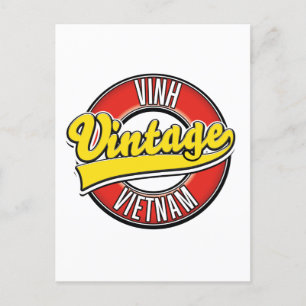 Vinh vietnam retro logo invitation postcard
