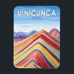 Vinicunca Peru Travel Art Vintage Magnet<br><div class="desc">Vinicunca in a vector art style. Vinicunca,  also known as Montaña de Siete Colores (Mountain of Seven Colors) is a truly awe-inspiring sight in the Peruvian Andes.</div>