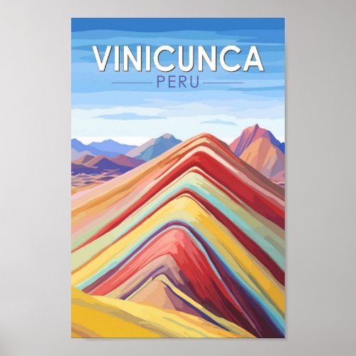 Vinicunca Peru Travel Art Vintage Poster