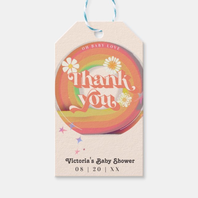 vinil Grovy baby shower Gift Tags (Front)