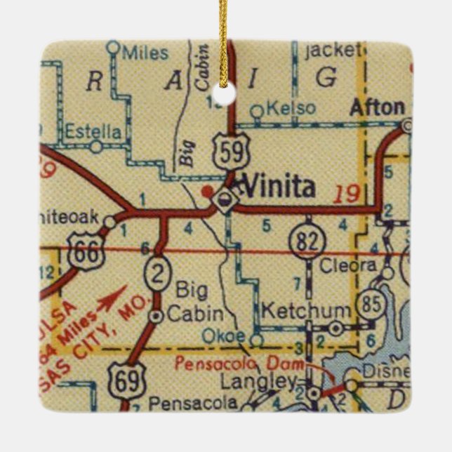 Vinita OK Map Ceramic Ornament (Back)