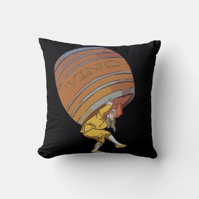 Vino Barrel Throw Pillow (Front)