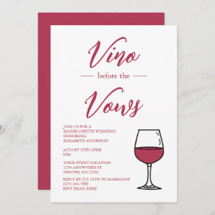 Vino Before The Vows Bachelorette Party Invitation