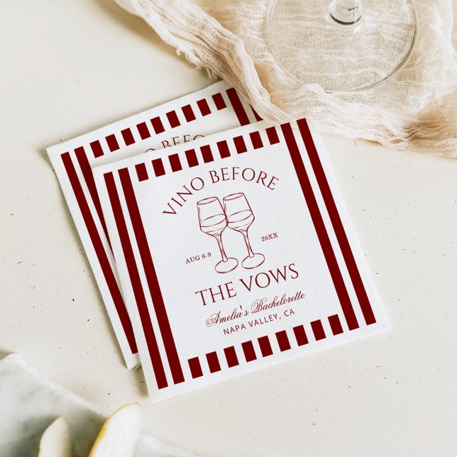 Vino Before the Vows Bachelorette Weekend Napkins (Creator Uploaded)
