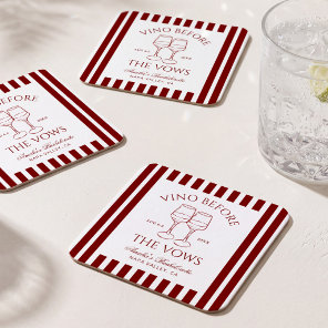 Vino Before the Vows Bachelorette Weekend Square Paper Coaster