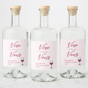 Vino Before The Vows Bridal Shower/Bachelorette Liquor Bottle Label