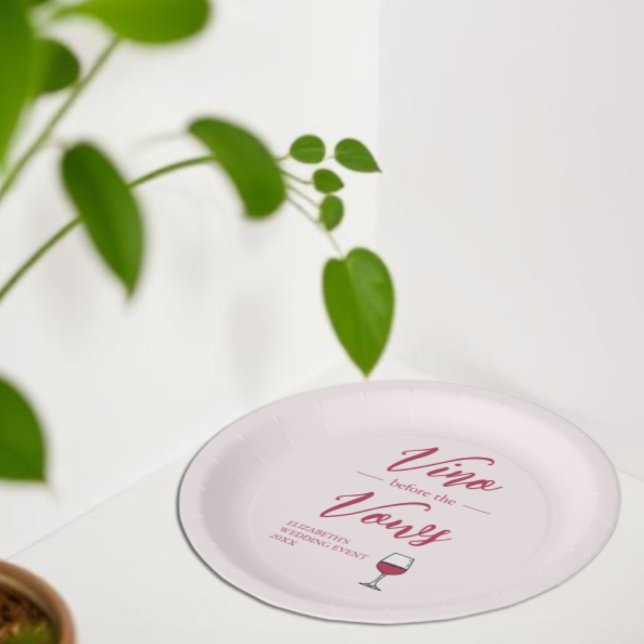 Vino Before The Vows Bridal Shower/Bachelorette Paper Plates (Creator Uploaded)