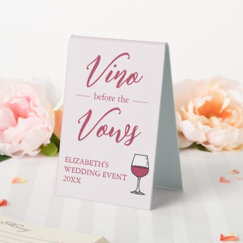 Vino Before The Vows Bridal ShowerBachelorette Table Tent Sign