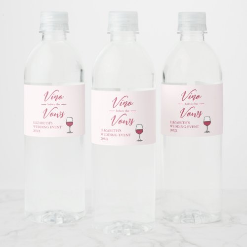Vino Before The Vows Bridal ShowerBachelorette Water Bottle Label