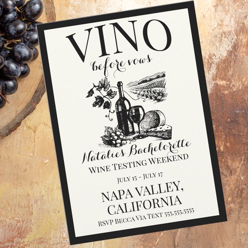 Vino Before Vows Bach Custom Winery Bachelorette Invitation