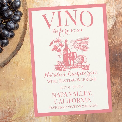 Vino Before Vows Bach Custom Winery Bachelorette Invitation