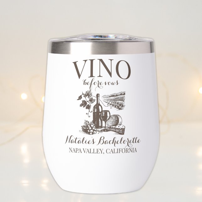 Vino Before Vows Bach Custom Winery Bachelorette Thermal Wine Tumbler (Creator Uploaded)