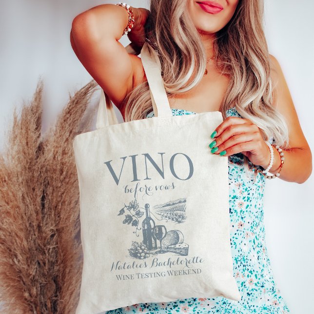 Vino Before Vows Bach Custom Winery Bachelorette Tote Bag (Creator Uploaded)