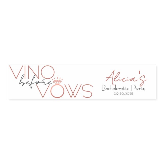 Vino Before Vows Bachelorette / Bridal Party Napkin Bands (Unfolded)