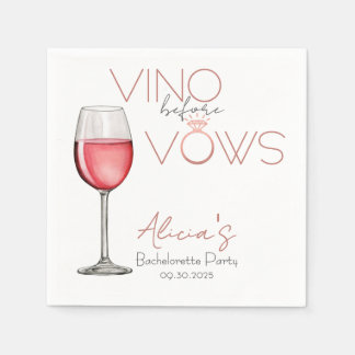 Vino Before Vows Bachelorette / Bridal Party Napkins